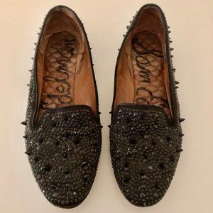 Sam Edelman Adena Black Satin Studded Loafer Sz. 6